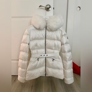 Moncler White Boed Puffer Jacket with Detachable Fur Hood sz 3